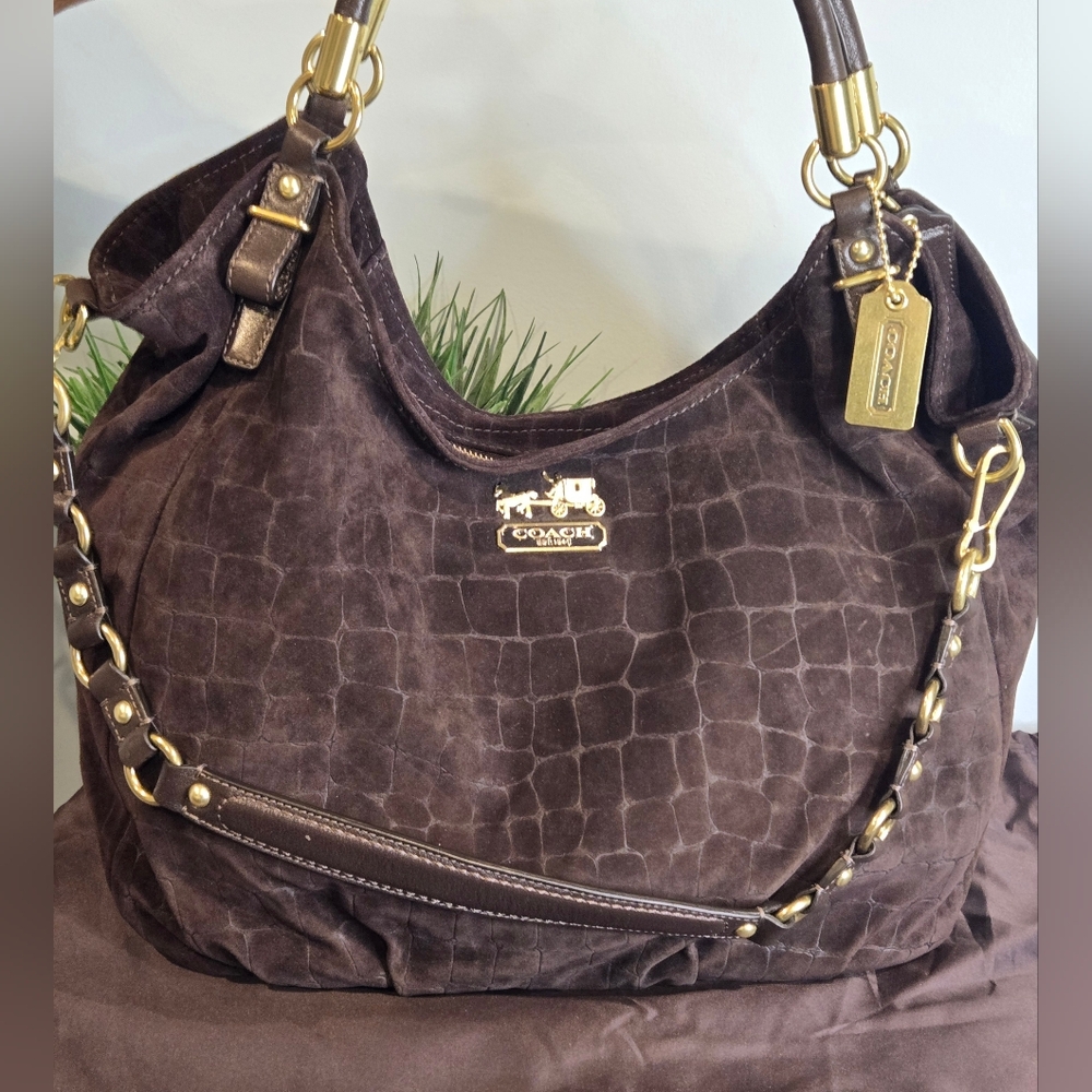 Coach Madison Embossed Suede Leather Shoulder Bag - Picture 2 of 13